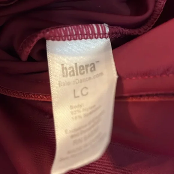 Balera burgundy mock neck leotard - Picture 5 of 5